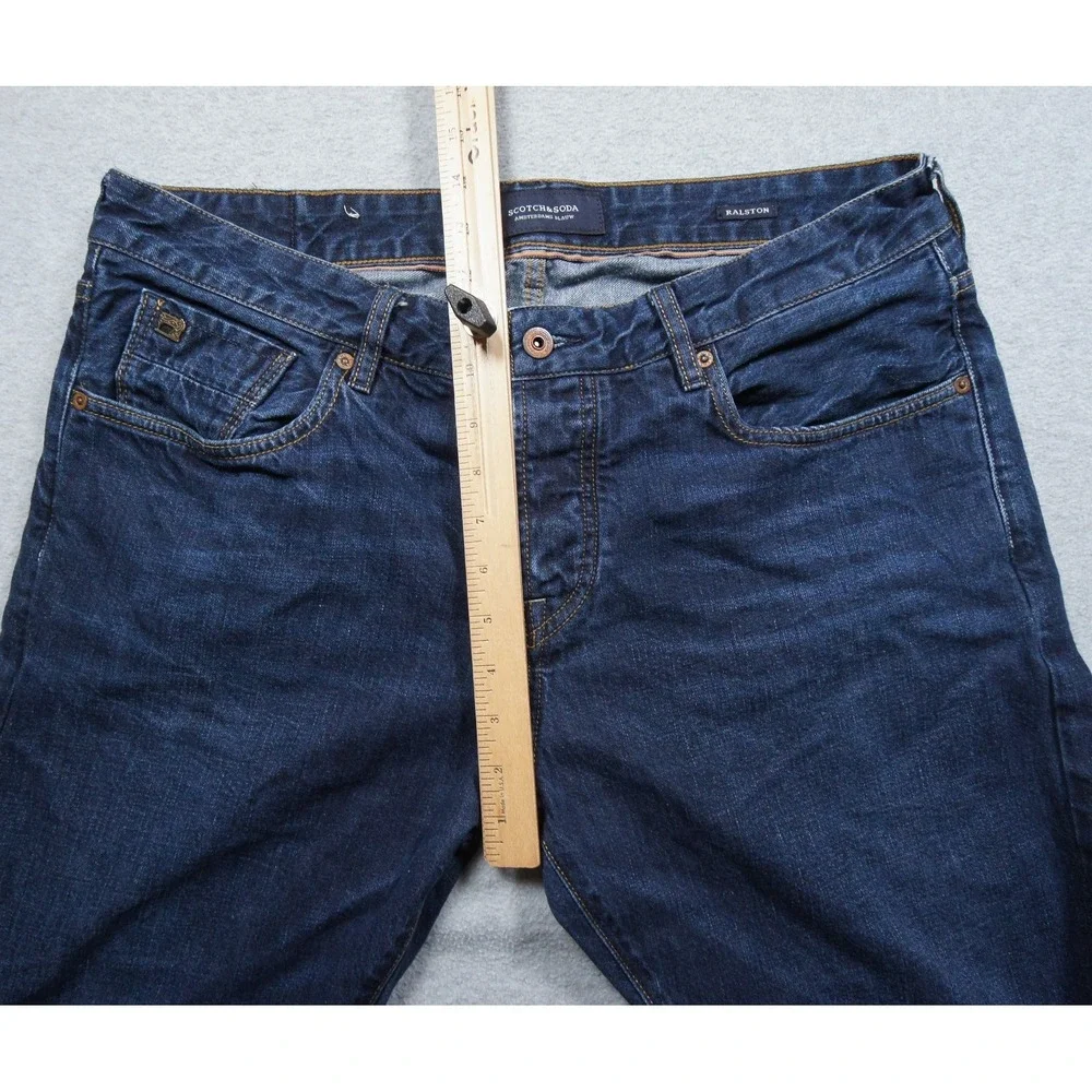 Scotch & Soda Jeans Mens 36x34 Blue Slim Straight Stretch Denim Pants Ralston